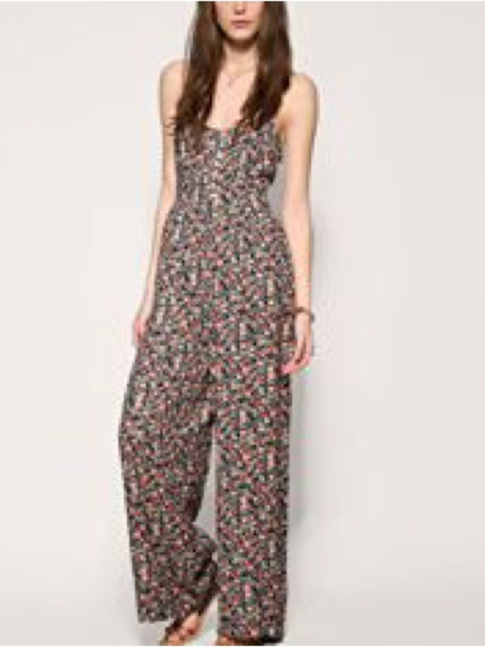 Free People Black Floral Wide-Leg Jumpsuit